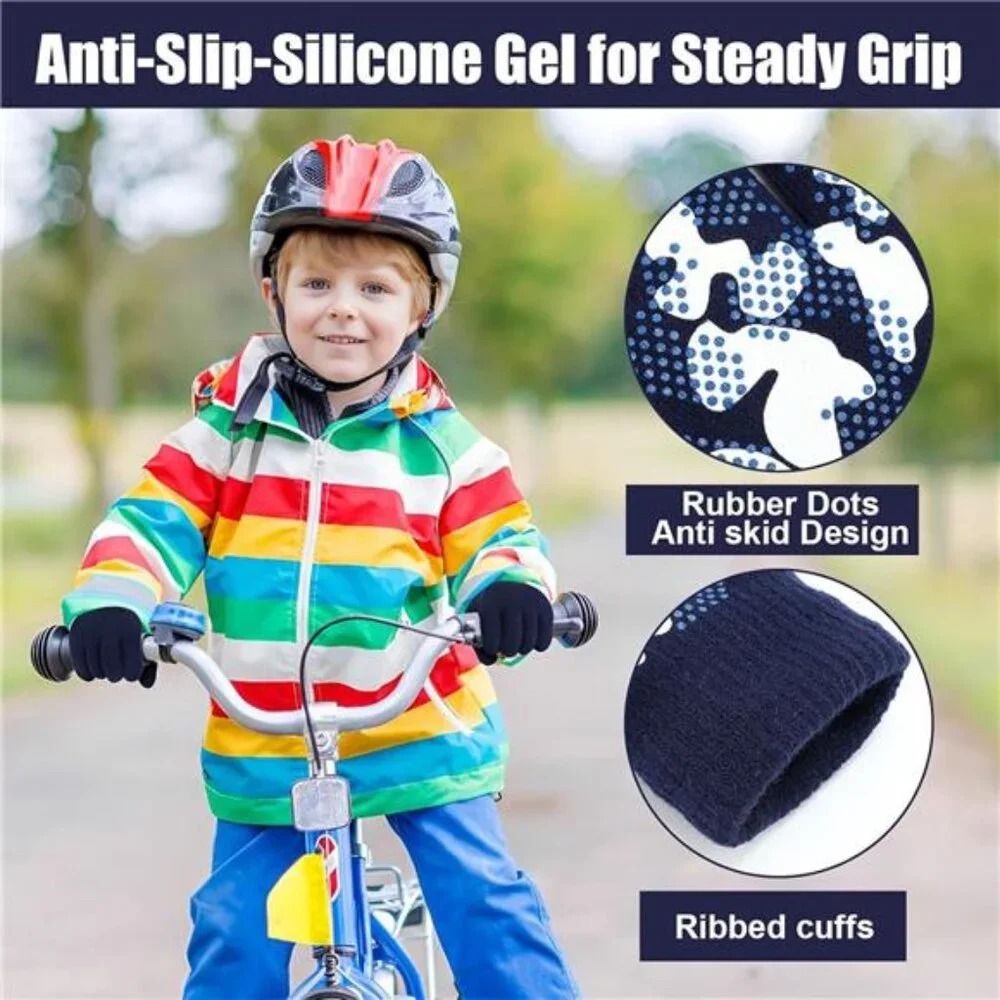 4 Pairs Kids Gloves Winter Camouflage Grips Thermal Gloves
